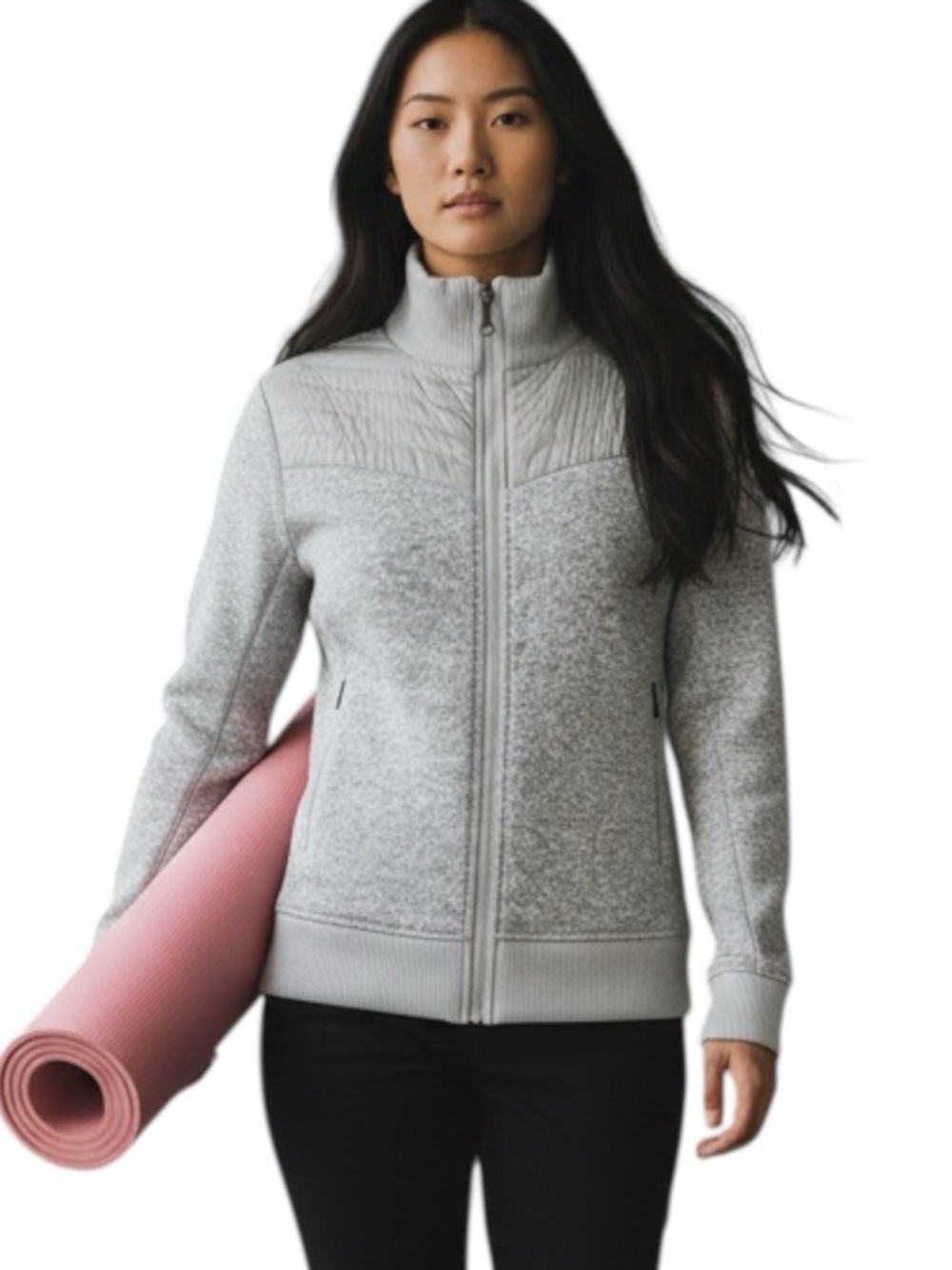 Marmot Light Gray Heathered Full-Zip Bomber Jacket Size L